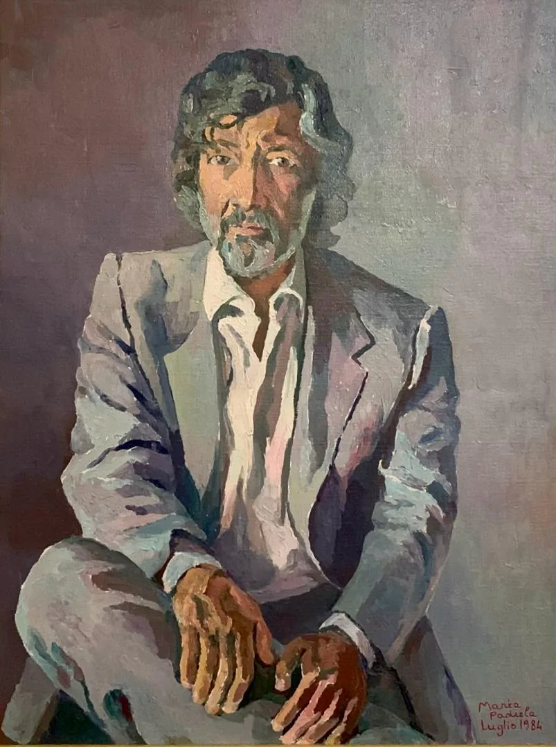 Ritratto del fondatore, Avv. Raffaele Sassano — olio su tela di Maria Padula, luglio 1984.